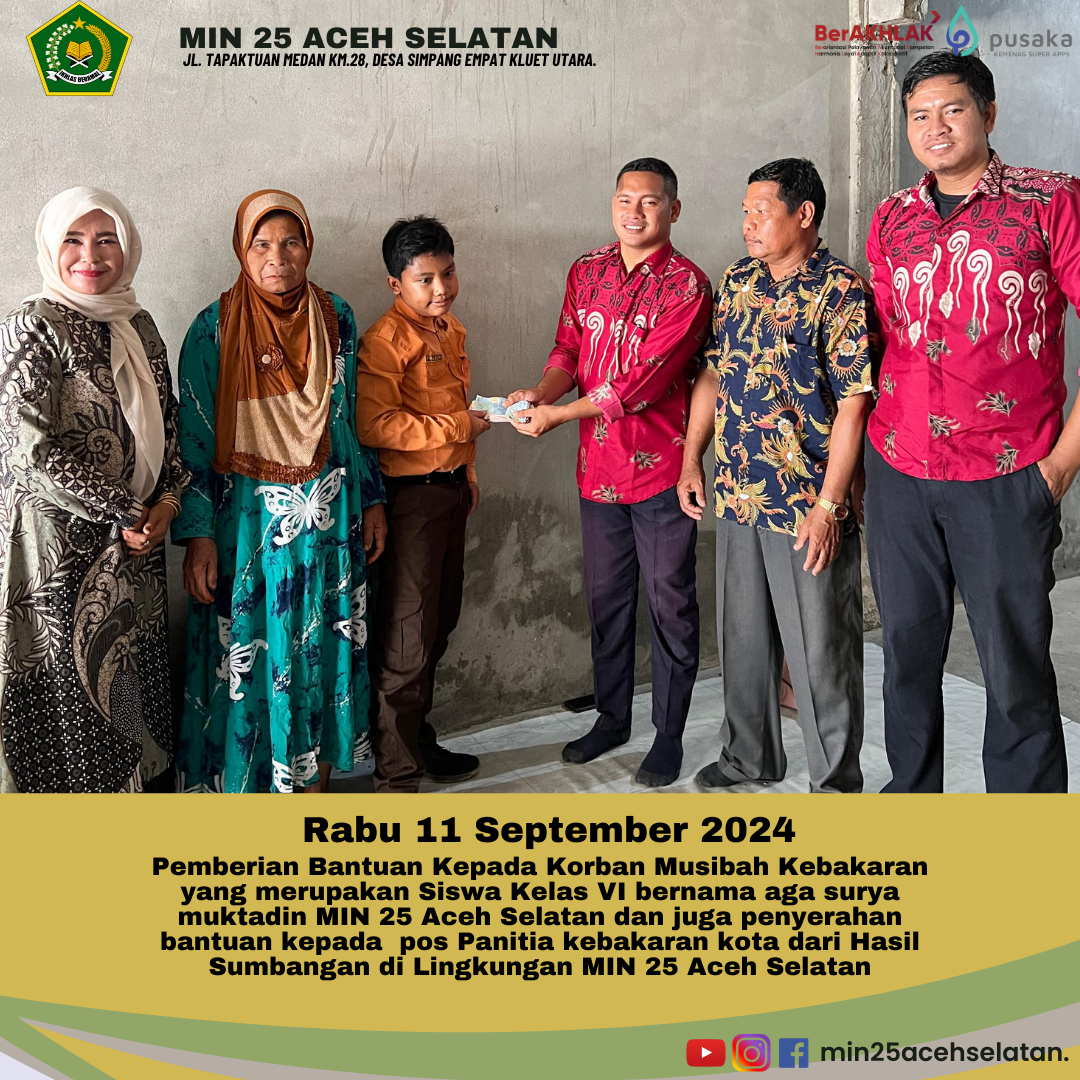 Penyerahan Sumbangan Kepada Siswa MIN 25 Aceh Selatan